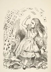 カードのシャワー、ルイスキャロル（1832〜98）、不思議の国のアリスアドベンチャー、1891年発行